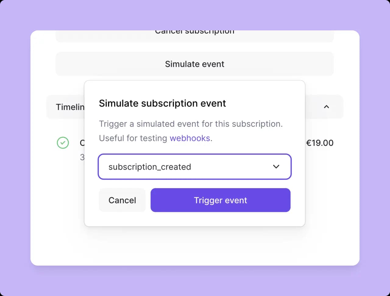 Lemon Squeezy: Simulate Webhook Events