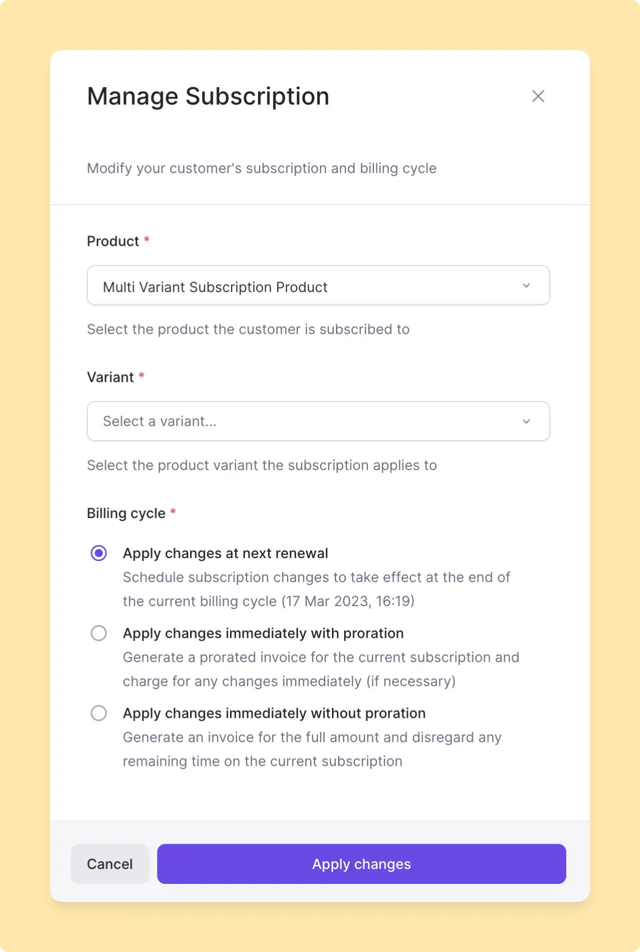 Lemon Squeezy: Manage Subscription