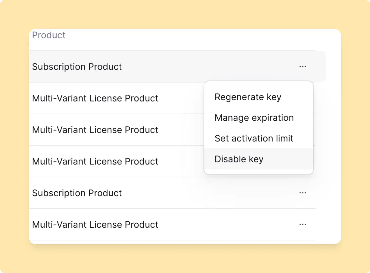 Lemon Squeezy: Disable License