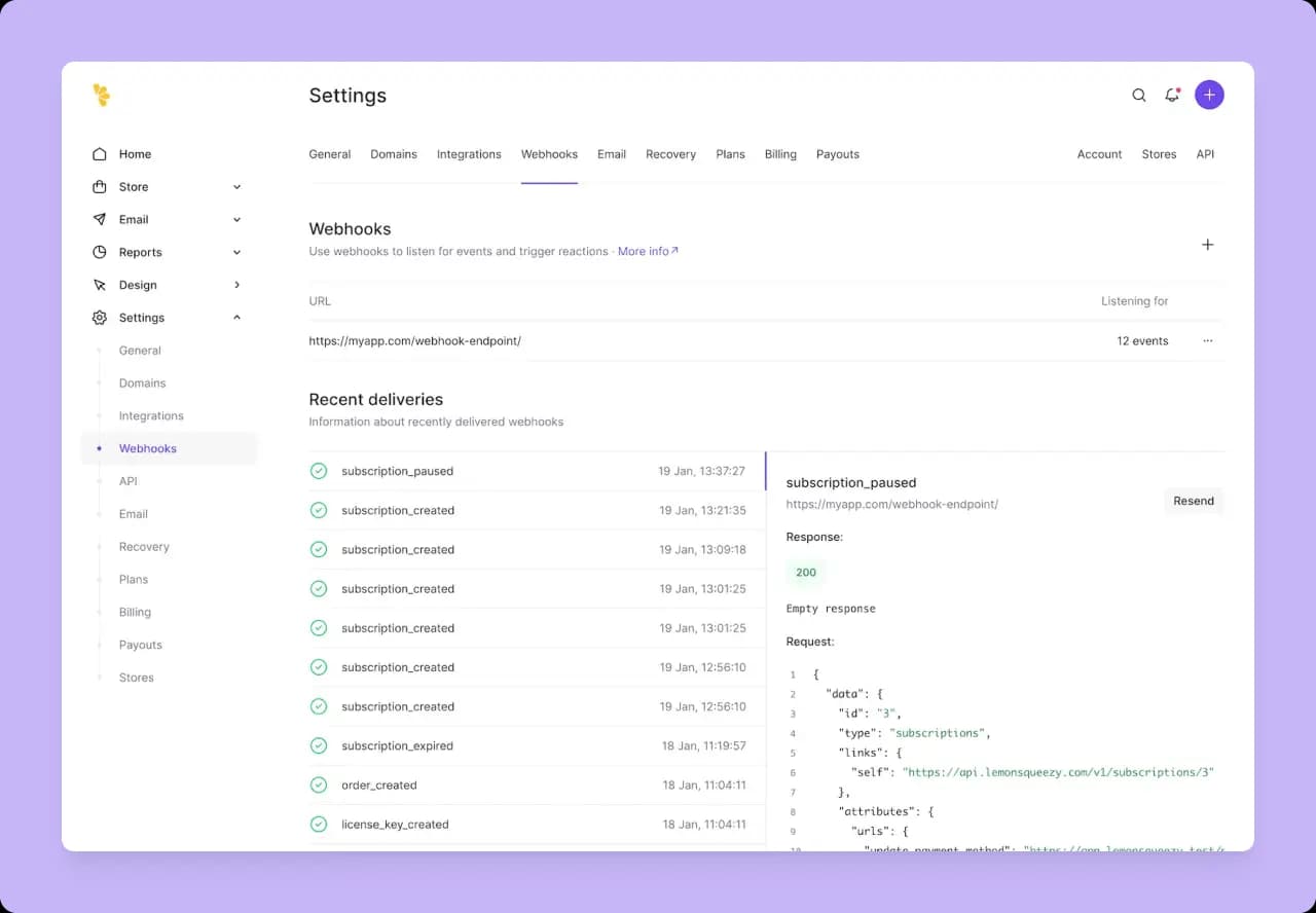 Lemon Squeezy: Webhooks