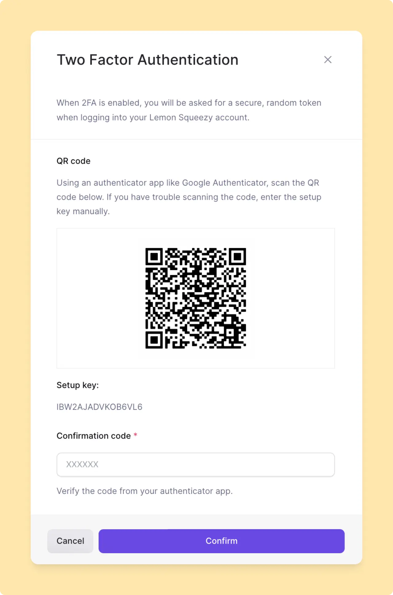 Lemon Squeezy: Two-Factor Authentication