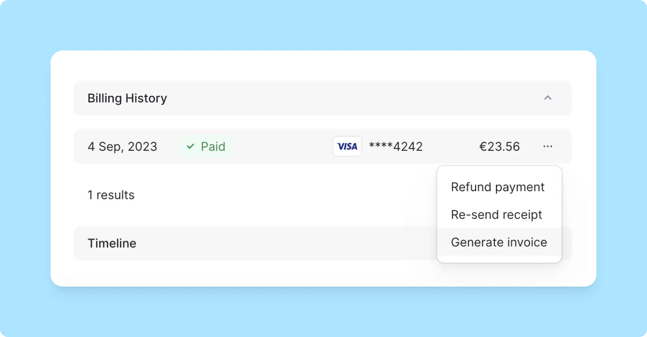 Lemon Squeezy: generate invoice