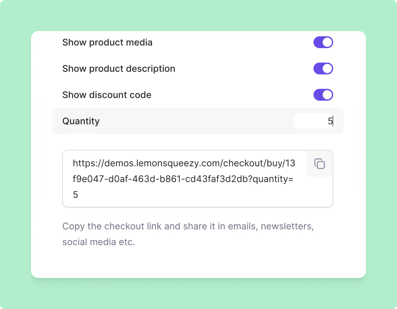 Lemon Squeezy: setting checkout quantity