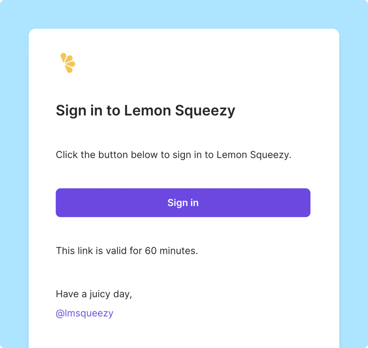 Lemon Squeezy: my orders magic link email