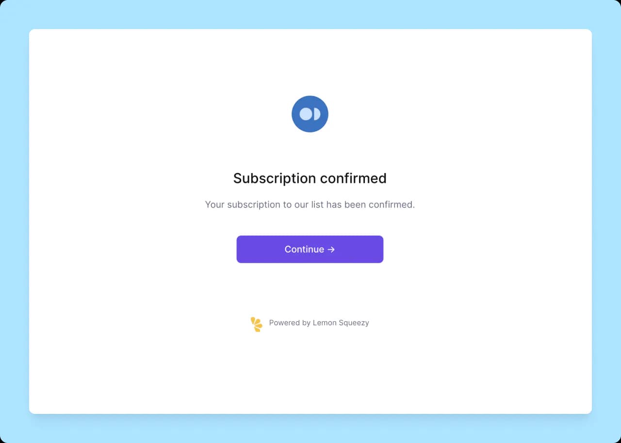 Lemon Squeezy: signup confirmation