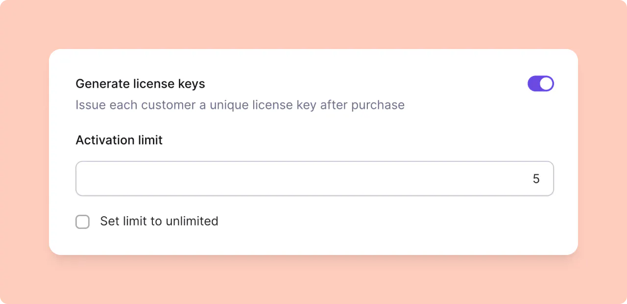 Lemon Squeezy: Generating license keys for subscriptions