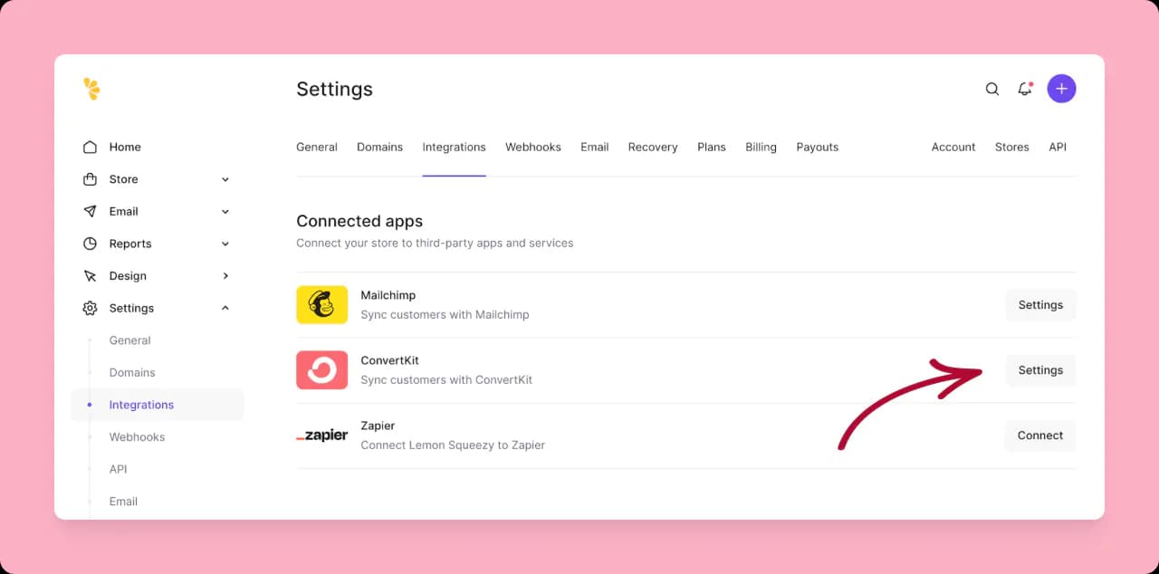 Lemon Squeezy: ConvertKit integration