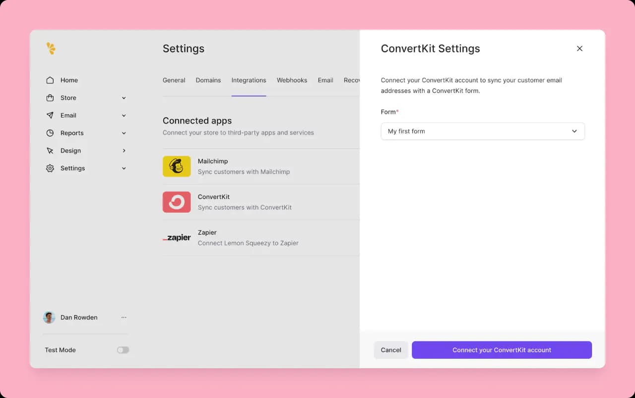 Lemon Squeezy: ConvertKit integration